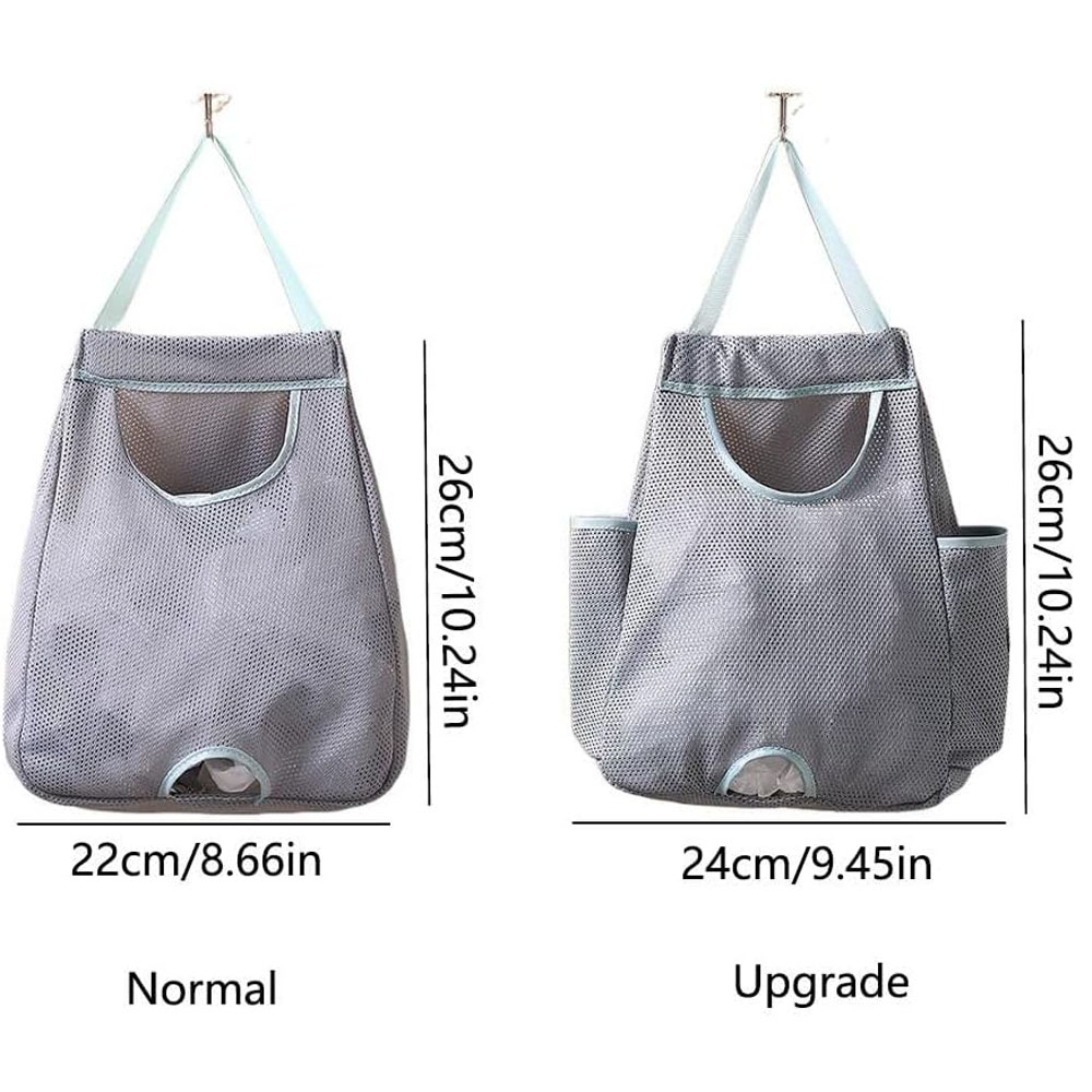 Soporte de bolsa de plástico, dispensador de bolsas de basura, bolsas de plástico para comestibles, soporte grande para bolsas de comestibles, almacenamiento colgante de malla transpirable