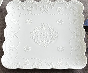 Europese Reliëf Thuis China Keramische Vierkante Plaat Ontbijt Dessert Plaat Vlinder Plaat Schotel Afternoon Tea Fruitschaal Bruiloft: 10 inches