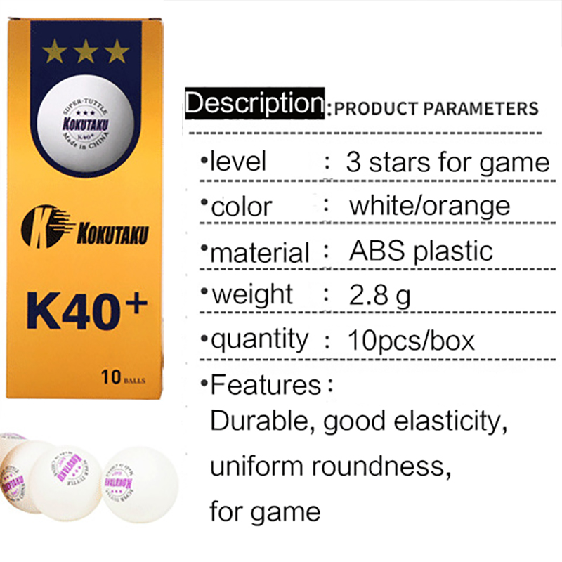 Kokutaku bola de pingue-pongue, de plástico abs 3 estrelas 40 + mm 2.8g, para jogos de ping-pong