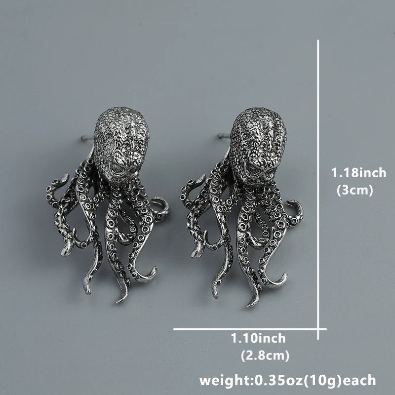 Boucles d'oreilles poulpe rétro exagérées, boucles d'oreilles gothiques, boucles d'oreilles avant arrière poulpe, bijoux personnalisés de fête, adaptés aux deux M