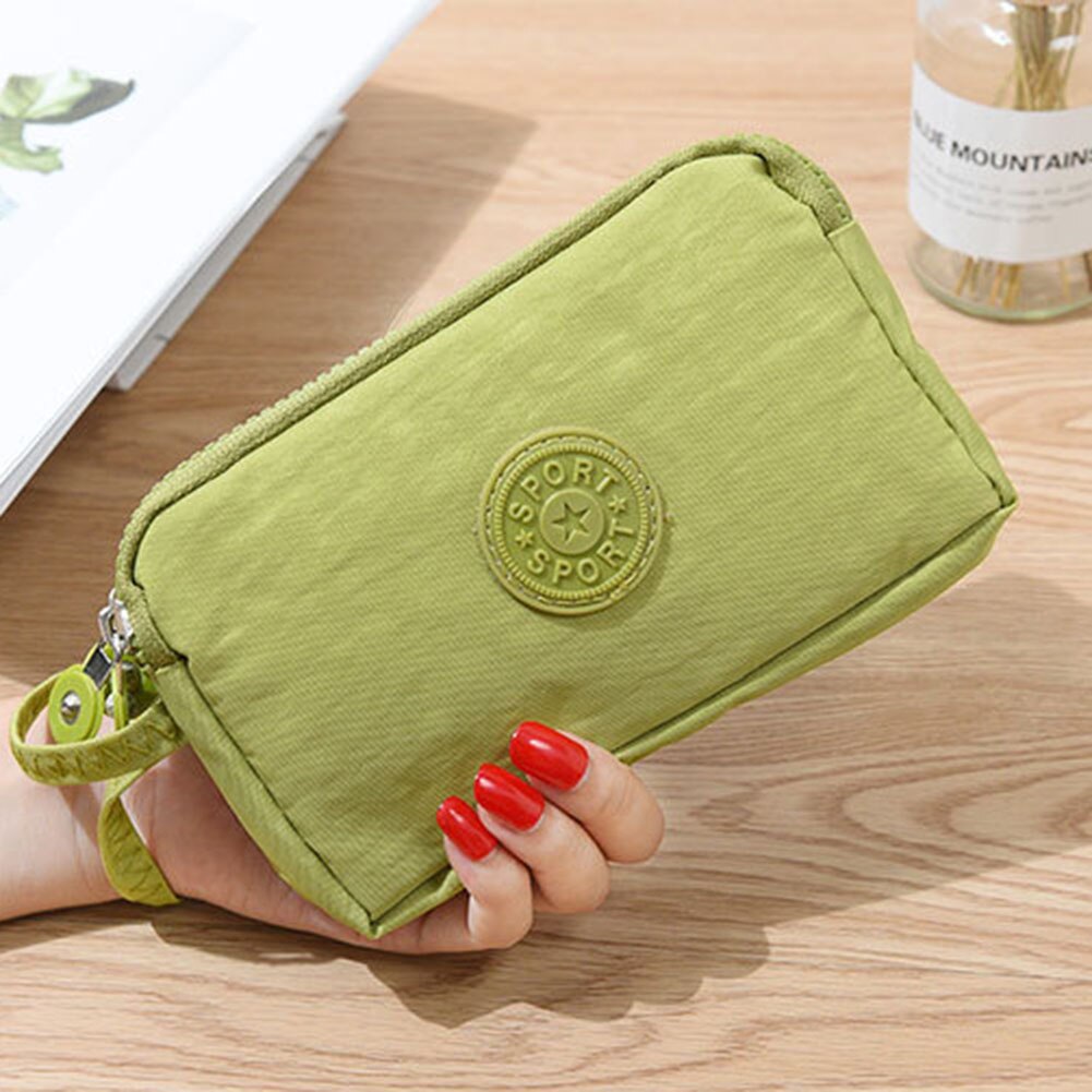 Cartera de lona para mujer, Bolsa porta tarjetas bolso largo, bolso de noche de , bolso de maquillaje: Verde