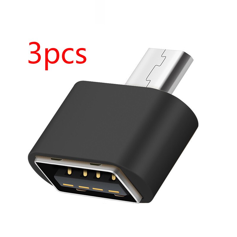 Mobile Phone Adapters Data Portable OTG Converter Micro USB Male To USB 2.0 Female Adapter For Android Phone Converters TXTB1: Black 3PCS