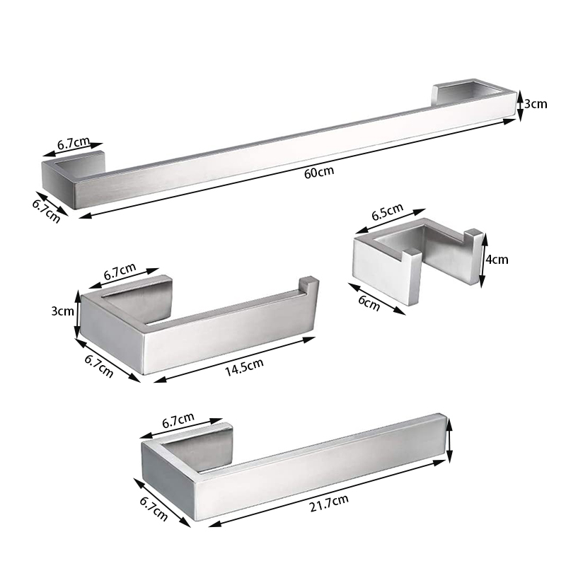 Brushed Nickel 4-piece bathroom towel rack Stainle... – Grandado