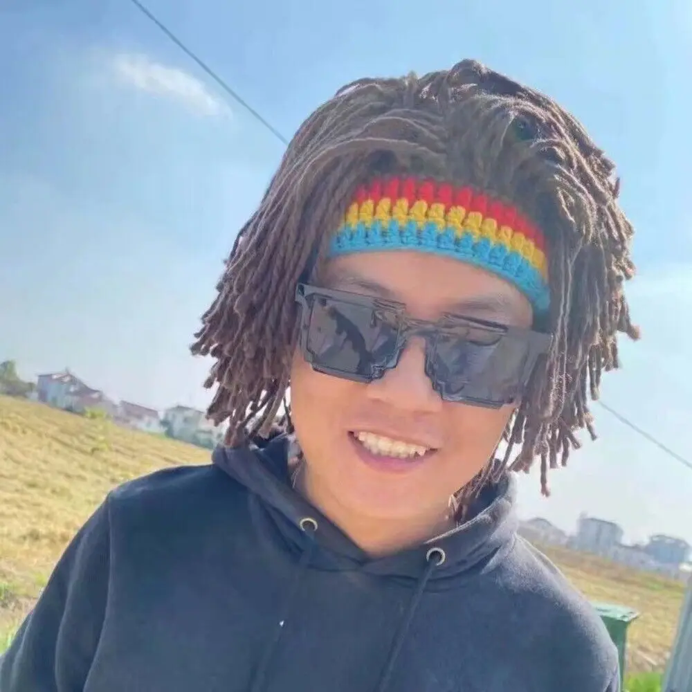 Mannen Vrouwen Synthetische Pruik Valse Vlecht Dreadlock Dreadlocks Beanie Cap Handgemaakte Gehaakte Hoed Rasta Jamaica Cosplay Party Hoofddeksels