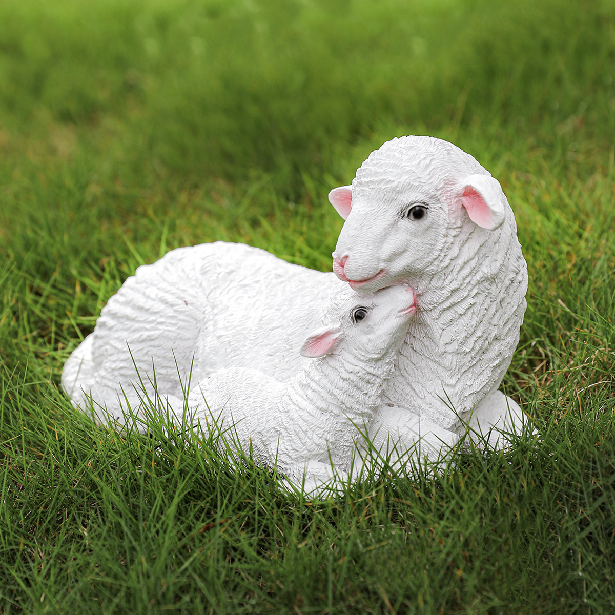 2 pçs estatueta de resina cordeiro ornamento decoração para jardim farmyard cordeiro artificial mãe bebê ovelhas esculturas ao ar livre para jardim
