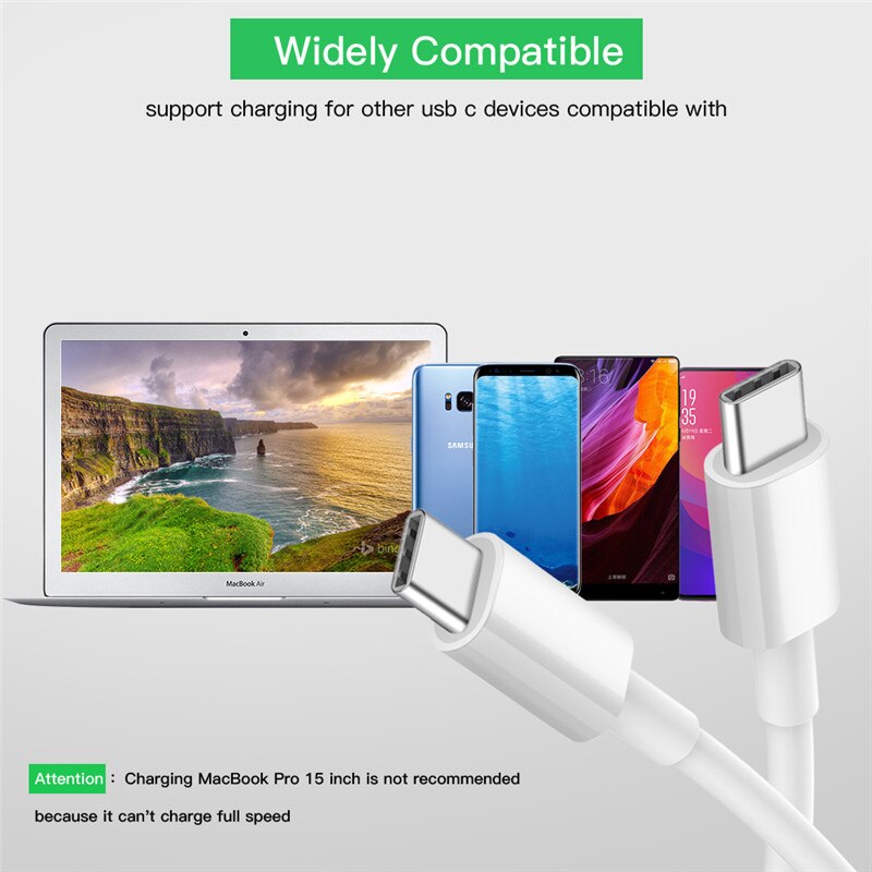 Originele  pd 60w usb c naar usb c snellaadkabel voor honor  x10 3a 30 9 8s 8a 9s 9a 2m black shark 3 pro zte