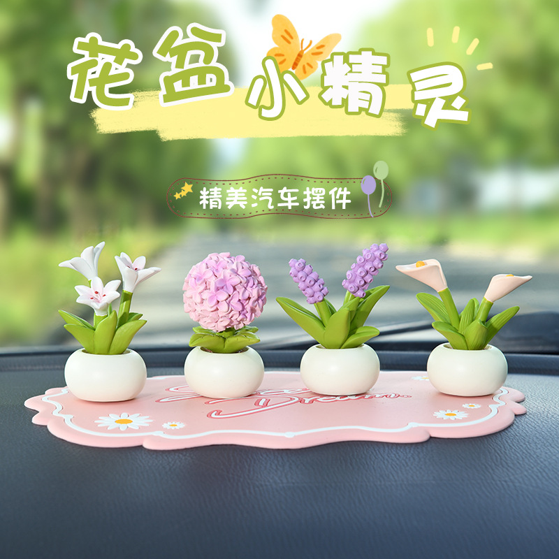 Mini flower pot decorative item, resin decoration, suitable for use on a work desk or as a small decorative item for a cross-bor: Brown