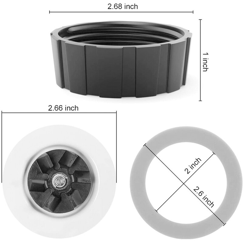Blender Replacement Parts for Blender Blade with Jar Base Cap and 2 O Ring Seal