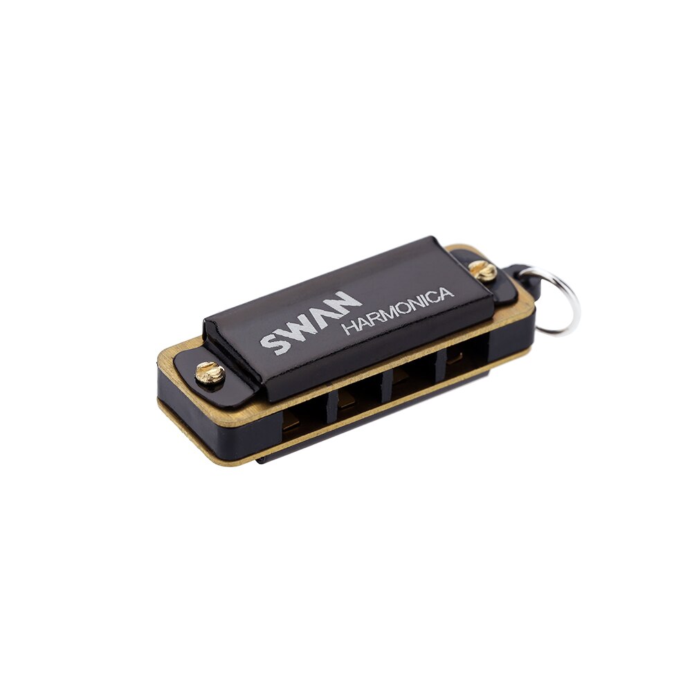 Svan 4 hål 8 toner mini munspel metallkedja halsband stil munorgan