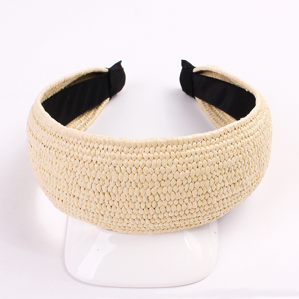 Nova moda cor sólida mão-atada headbands para mulheres acessórios de cabelo cor sólida larga headwear hairbands: Bege