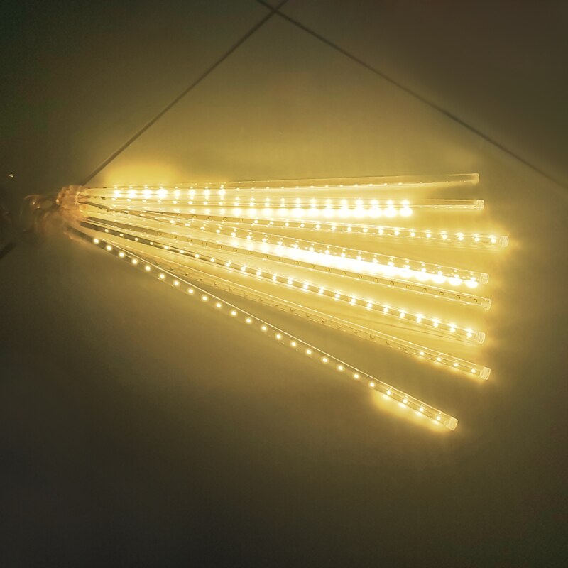 Kerst Festoen Lights Meteorenregen Led Fairy Guirlande Licht String 30Cm 50Cm 8 Tube Waterdichte Tuin Decoratie: warm white / 30cm