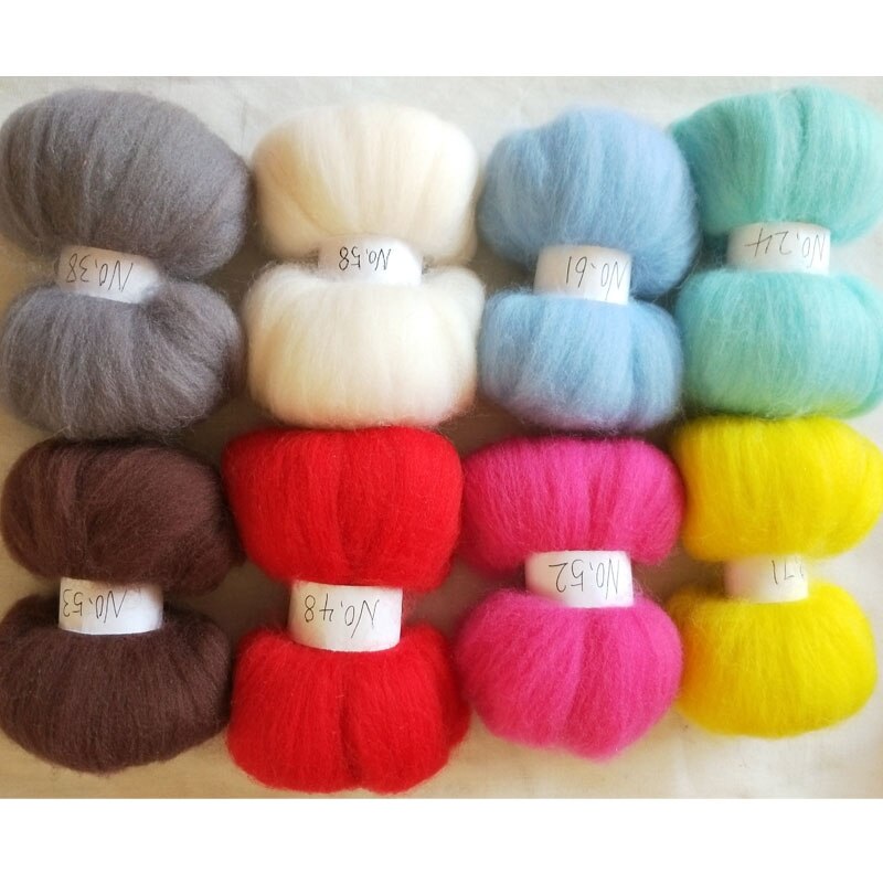 WFPFBEC wol voor vilten merinowol fiber 20g/kleur 8 kleuren