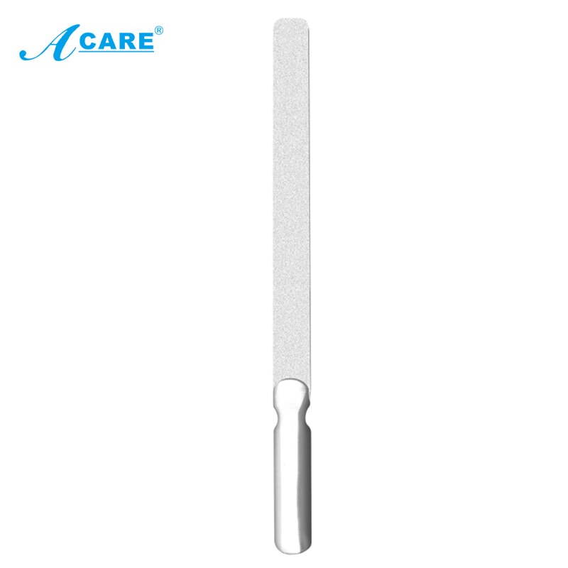 ACARE-Juego de limas de acero inoxidable para uñas, herramienta de manicura pedicura de cabeza redonda, para mujer, belleza de uñas, piel muerta: 18cm x1