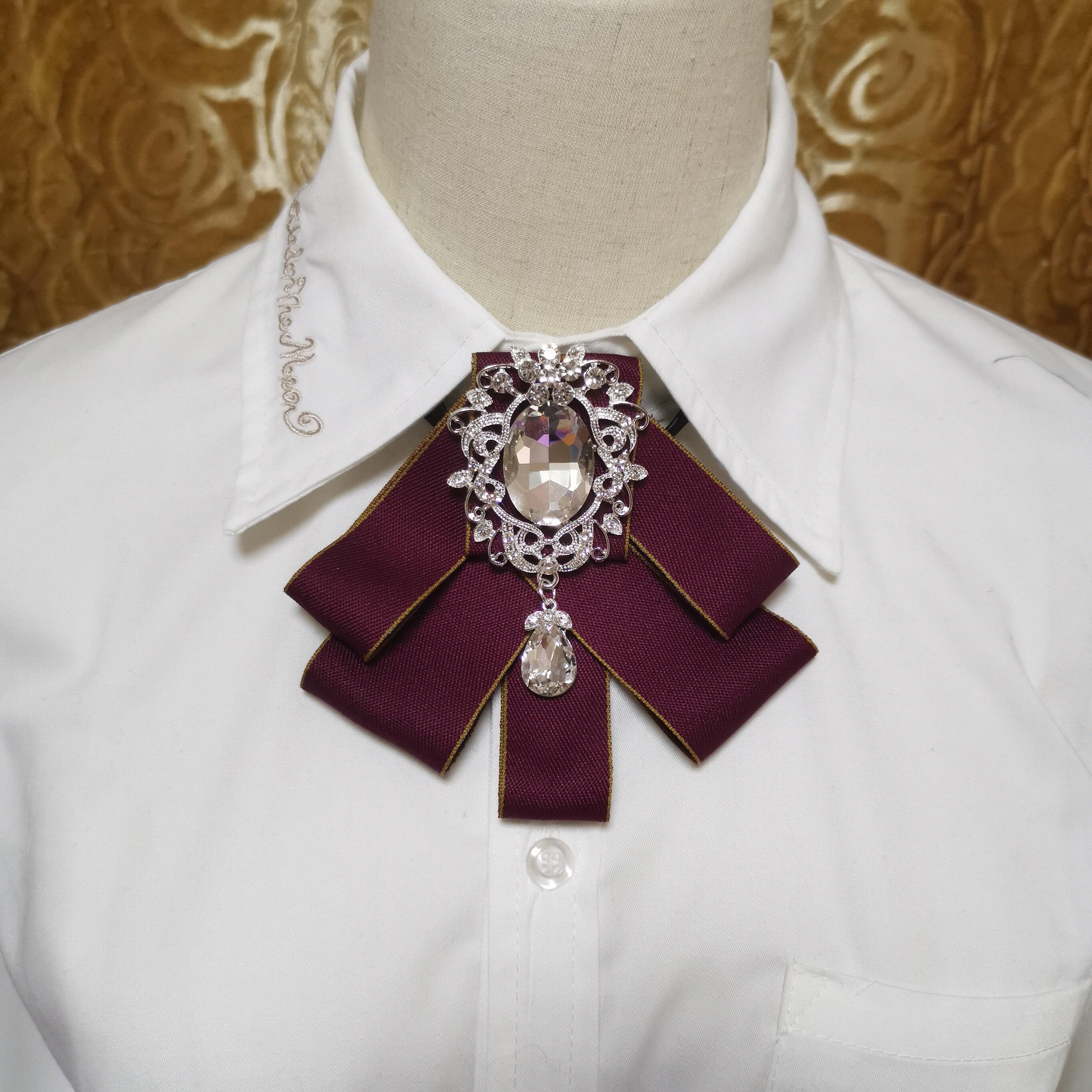 [Jeweled wisiorek] muszka damska styl japońnarty muszka dopasowana koszula sukienka z kokardą ślub prezent dla mężczyzny zestaw dla kobiet