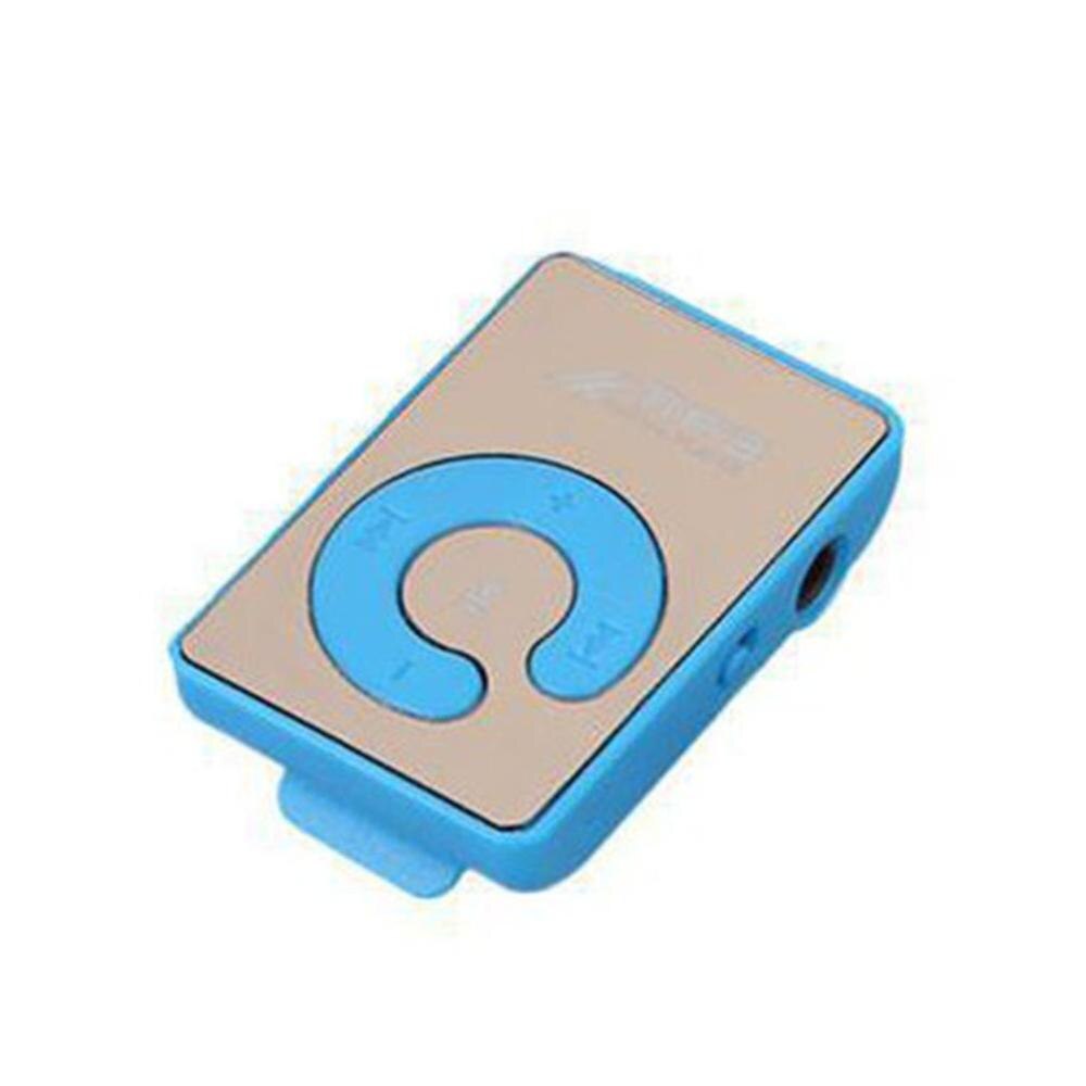 Mini Mirror Clip MP3 Player Portable Sport USB Digital Music Player Micro SD TF Card Media Player: Blue