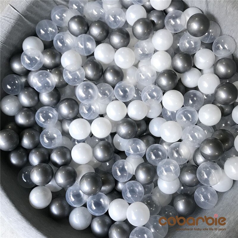 80pcs/lot Silver Grey Gold Soft Plastic ToyBalls Water Pool Ocean Wave Ball Baby Funny Toys Stress Air Ball Outdoor Fun Sports: pearlsilvertranspare