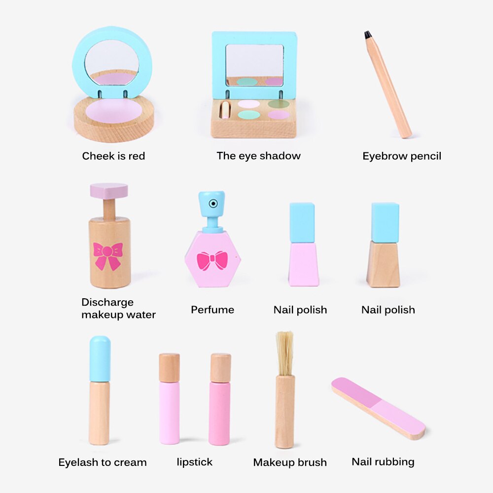 Girl Wooden Makeup Tool Set Simulation Makeup Game Fun Makeup Toy Set Interactive Game Set Girl Meaningful Birthday Toy
