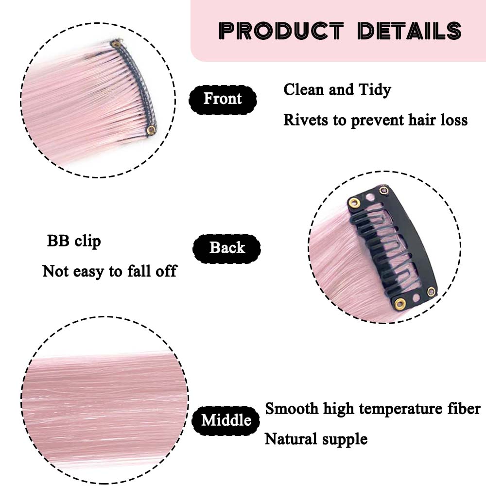 5 unids/set 18 pulgadas Clip de colores en extensiones de cabello largo rizado sintético resaltado postizos coloridos pelo de rayas para mujeres