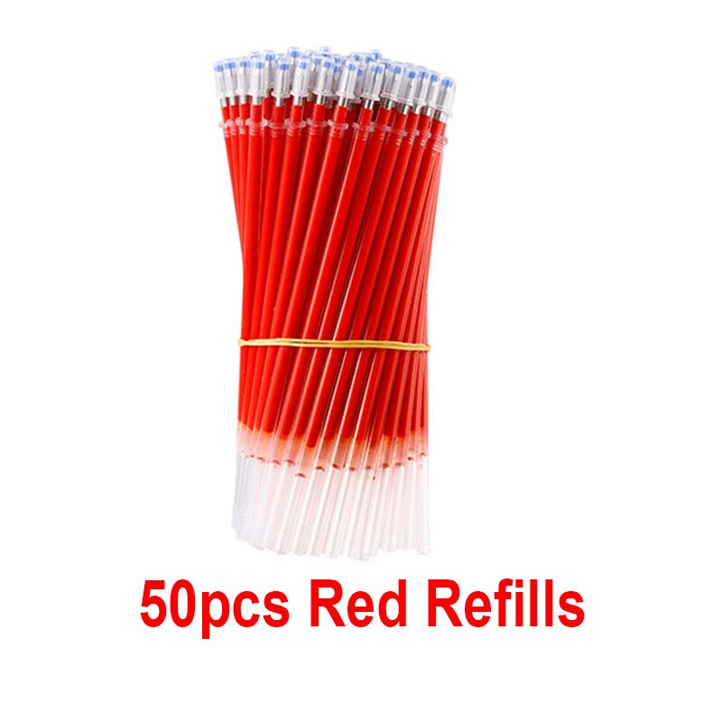 50pcs/Set Gel Pen Permanent Red Blue Black Ink Refill Black Pen Shells Ballpoint Fine-Nib School Office Writing Stationery: 50pcs Red