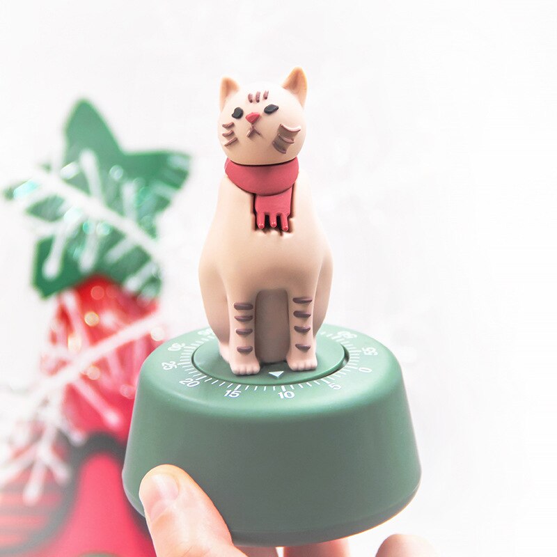Cute Cat Timer Student Studying Time Manager Kitchen Timer Mechanical Reminder Cooking Tools Multifuctional Mordern Timer LD567