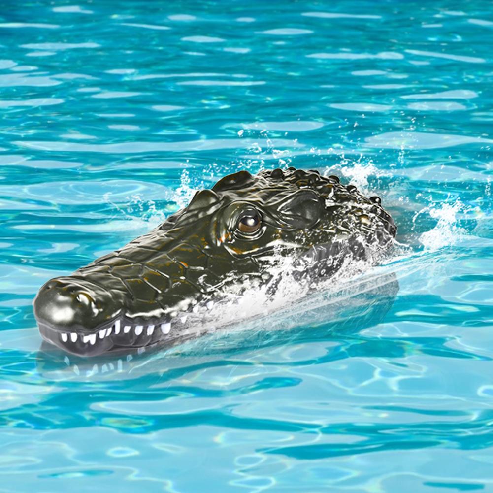 2.4g krokodille naturtro fjernbetjening båd rc båd flydende elektrisk krokodille legetøj vand skib til parker damme svømmehaller