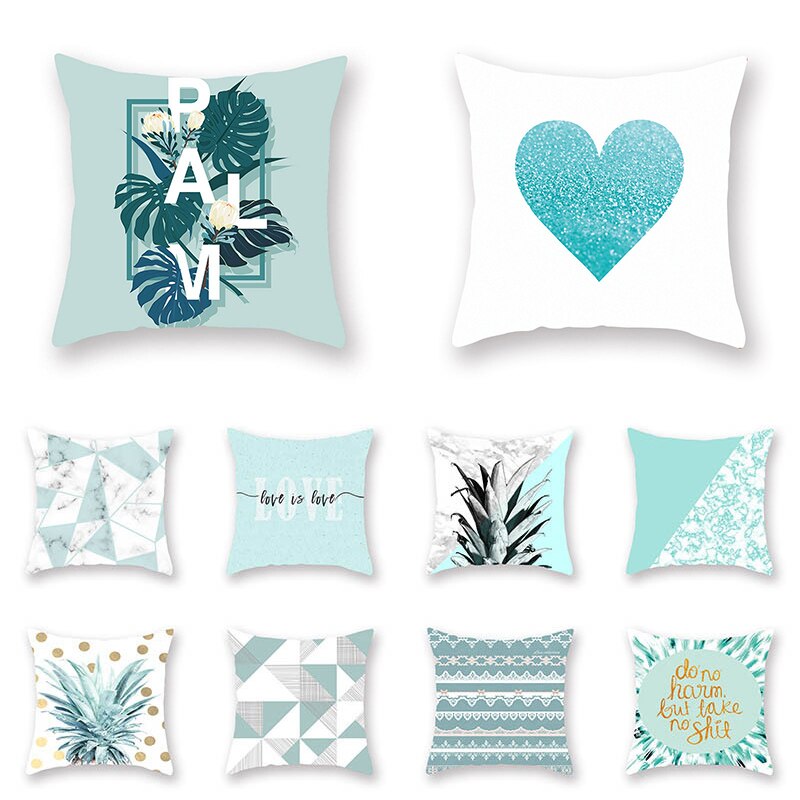 Housse de coussin, motif géométrique, 1 pièce, couleur verte, 45x45cm, Texture marbrée, décoration pour canapé taie d'oreiller