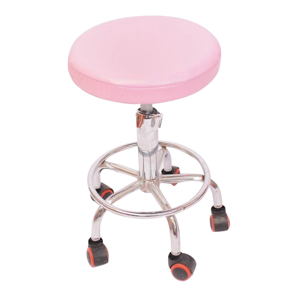 1 pièces couleur unie Stretch rond chaise couverture étanche maison tabouret de Bar siège housse housses hôtel décoration de la maison: Rose