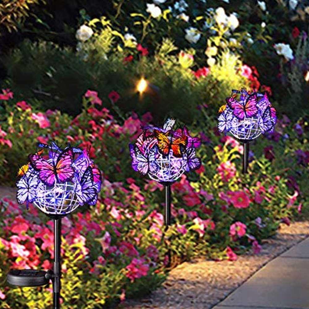 Solar Stake Light Butterfly Waterproof Garden Outdoor Garden Solar Lights Durable RGB Backyard Pathway Decoration Flashlight
