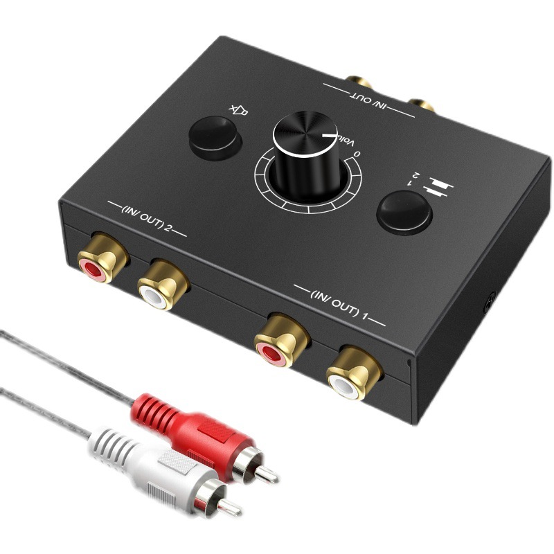 Audio Switcher Splitter Bi-Directional Audio Switcher With Mute Button 2x1 / 1x2 L / R RCA Stereo Audio Switch Audio Splitter: Default Title