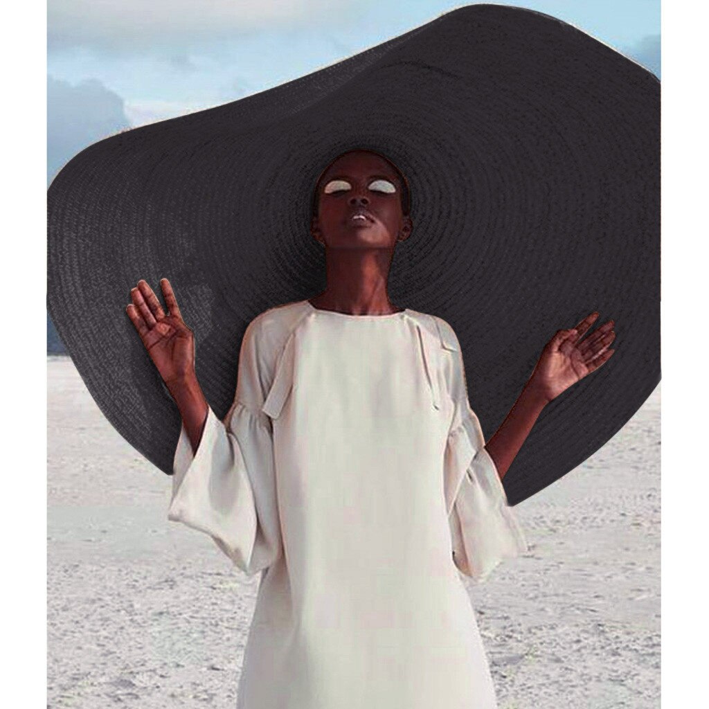Wide Brim Oversized Beach Hats For Women Large Straw Hat UV Protection Foldable Sun Shade Hat 90cm Hats ##0: C