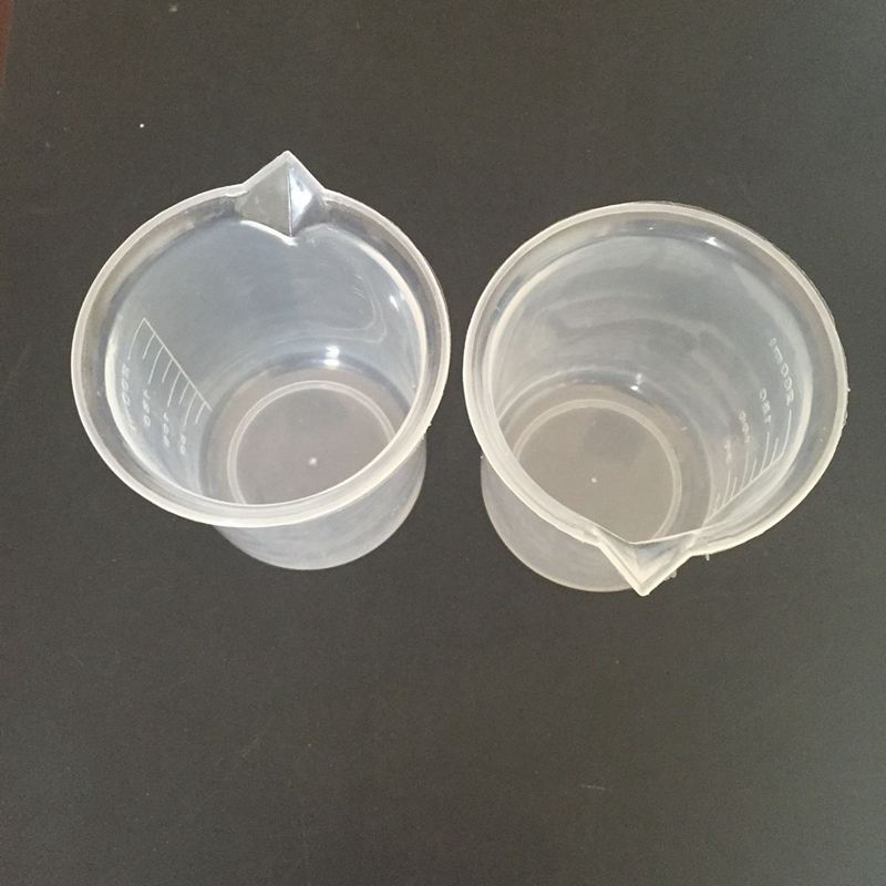 -Kitchen Lab Graduated Beaker Clear Plastic Measuring Cup Thicken with Cap Measuring Jug 200mL 2pcs