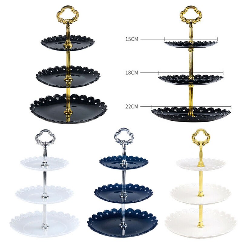 3 Tier Plastic Cake Stand Afternoon Tea Wedding Plates Party Tableware Cake Tray Display Rack Cake Decorating Tools