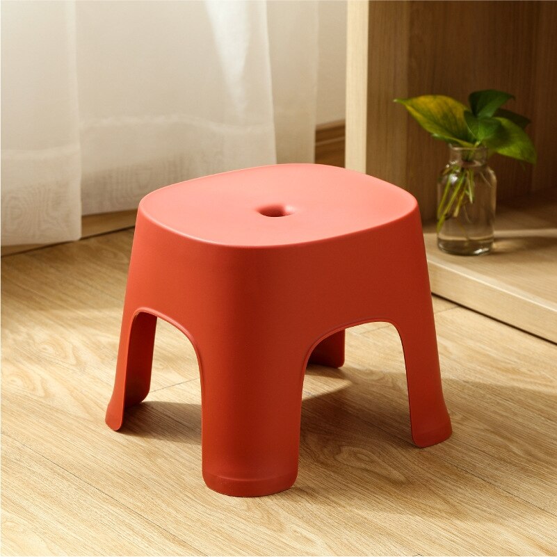 Household Bathroom Plastic Children's Stool Thickened Anti-slip Shoe Changing Stool Kid's Stepping Bench Stable Bedside Stools: Red
