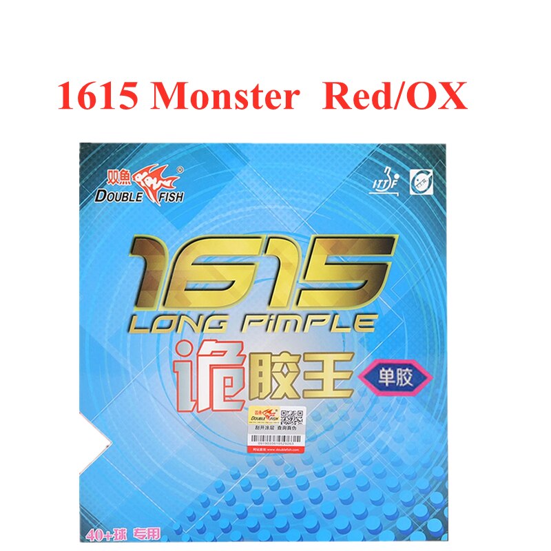 Original Double Fish 1615 MonsterTable Tennis Rubber Long Pimple Ping Pong Rubber Pips-Out Back Spin for 40+ Ball GYW1: Red OX
