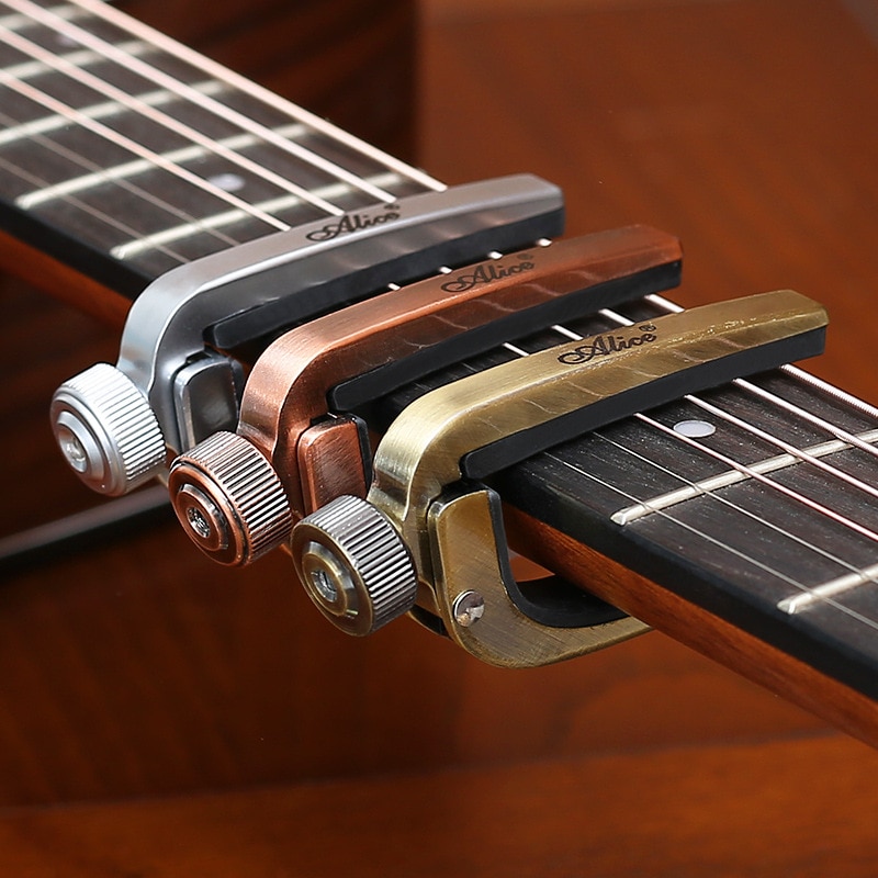 Guitar Capos Electric Acoustic Guitar Capo Bass Violin Ukulele Capotraste Single-handed Tune Clamp Trigger 3 Colors Metal Capo