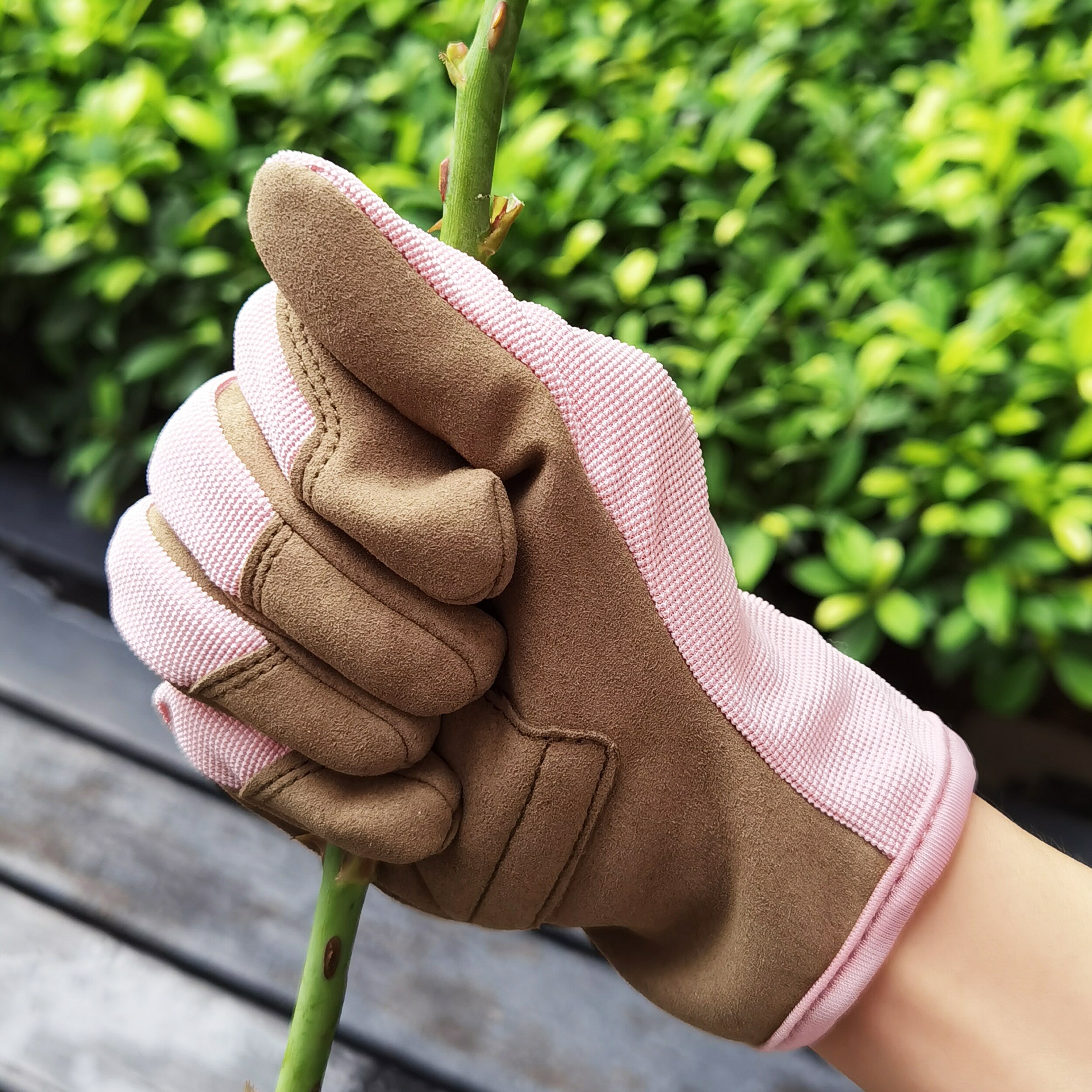 Gardening Gloves Garden Gloves Women Work Cut Resistant Leather Working Yard Weeding Digging Pruning Pink Ladies Hands