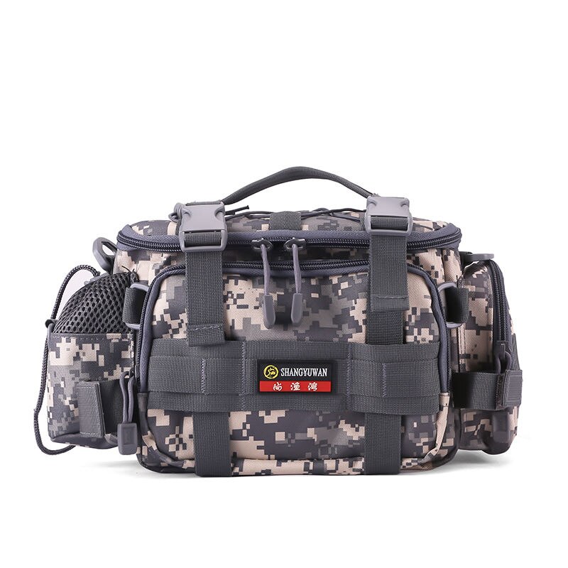 Bolsa de pesca multifuncional, gran capacidad de almacenamiento, aparejos de pesca, caja de señuelo, bolso de hombro, riñonera de lona, bolso de deporte al aire libre: B