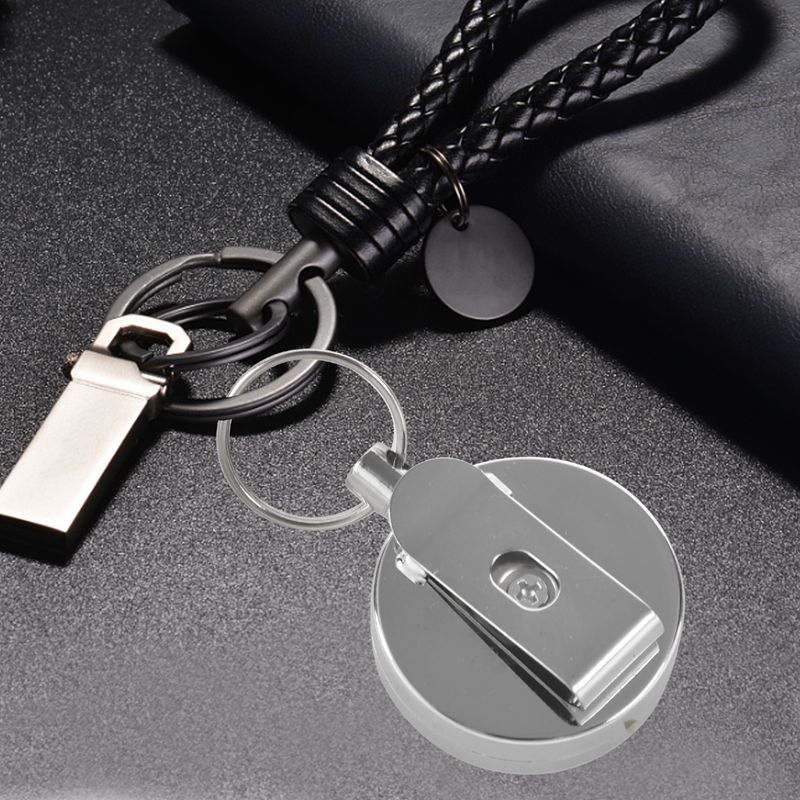 Steel Retractable Key Chain Recoil Key Ring Belt Clip Pull Chain Holder