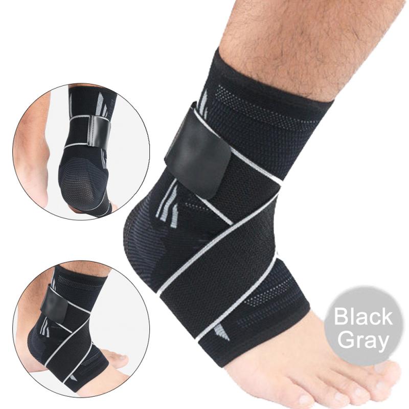 1 Uds. Tobillera elástica a presión, soporte para tobillera ajustable, vendaje para prevención de esguince, protector deportivo de equipo de protección para pies: 01 Black-gray / XL