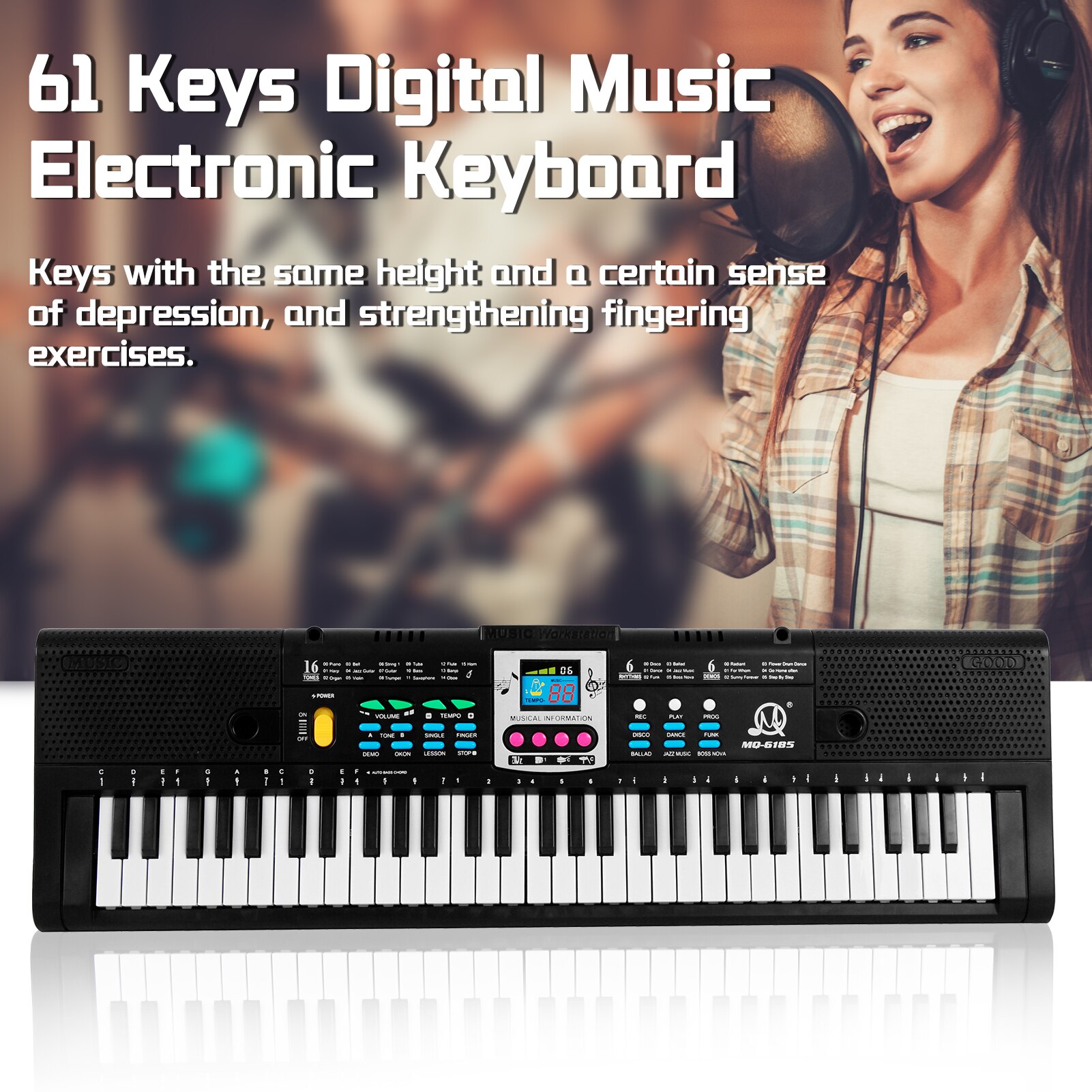 61 Keys Digital Music Electronic Keyboard Kids Multifunctional Electric Piano with Microphone Function Musical Instrument