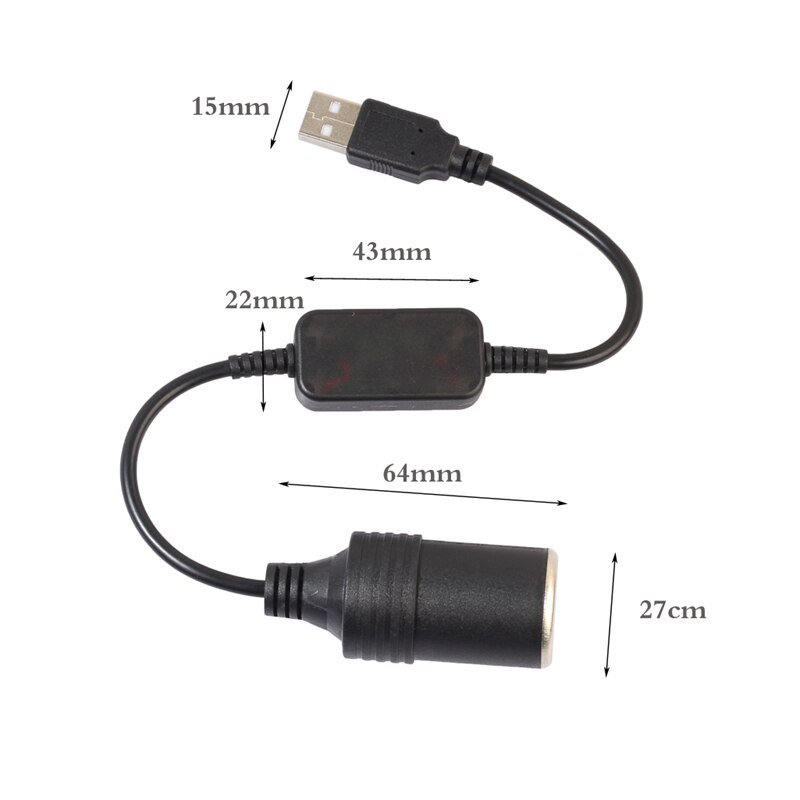 Usb 5V Naar 12V Sigarettenaansteker Power Vrouwelijke Converter Adapter Kabel