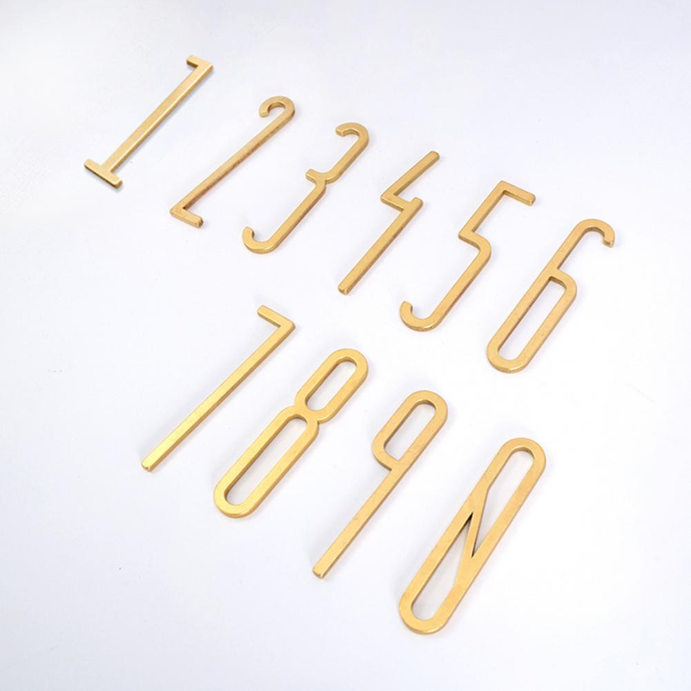 Wall Ornament 1-9 Brass Door Number Wall Decoration Number Sign 3D Effect for Office