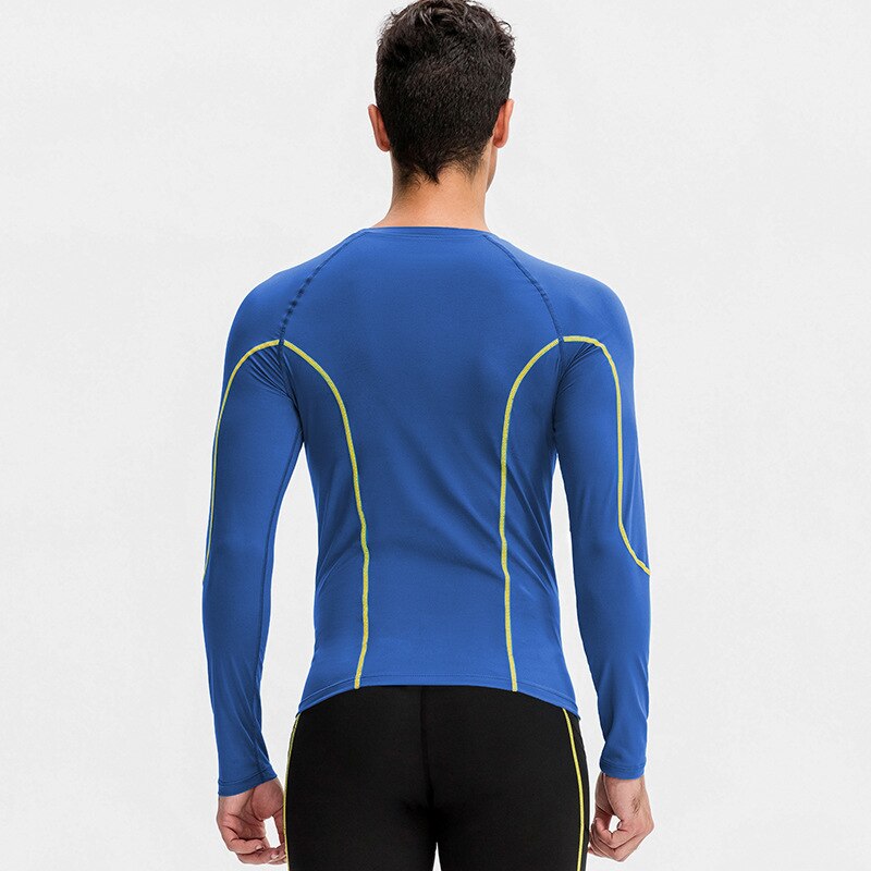 Herr långärmad löpar-tröja snabbtorkande gym fitness joggingträning andningsbar sport kompression sweat t-shirt anpassad logotyp