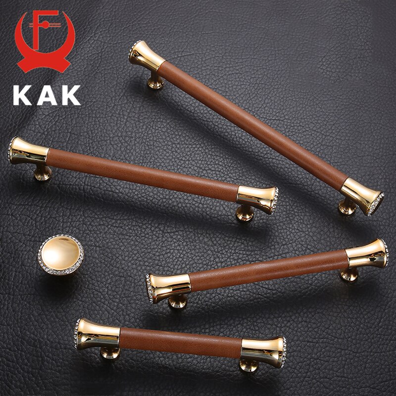 KAK Luxury Gold Door Handle with Crystal Diamond Bedroom Kitchen Cabinet Handles Door Pulls Furniture Handle Door Hardware