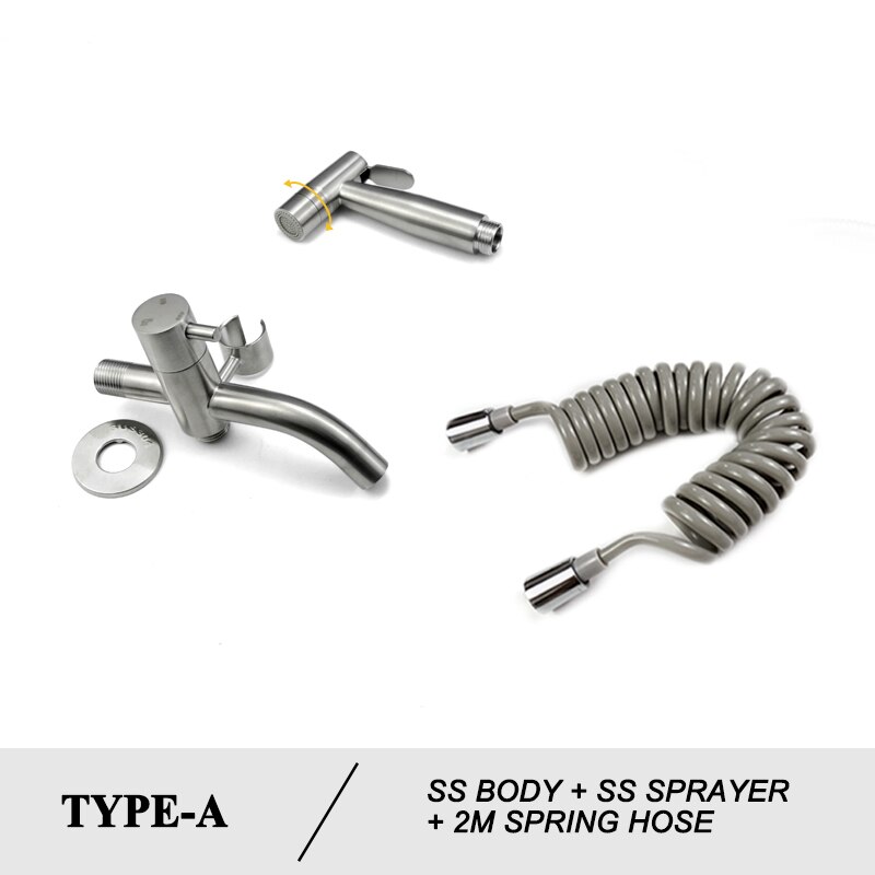 Stainless Steel Toilet Hand Held Bidet Faucet Sprayer Bidet Set Sprayer Toilet Spray Bathroom Self Cleaning Shower Shattaf Tap: A Set with PVC Hose