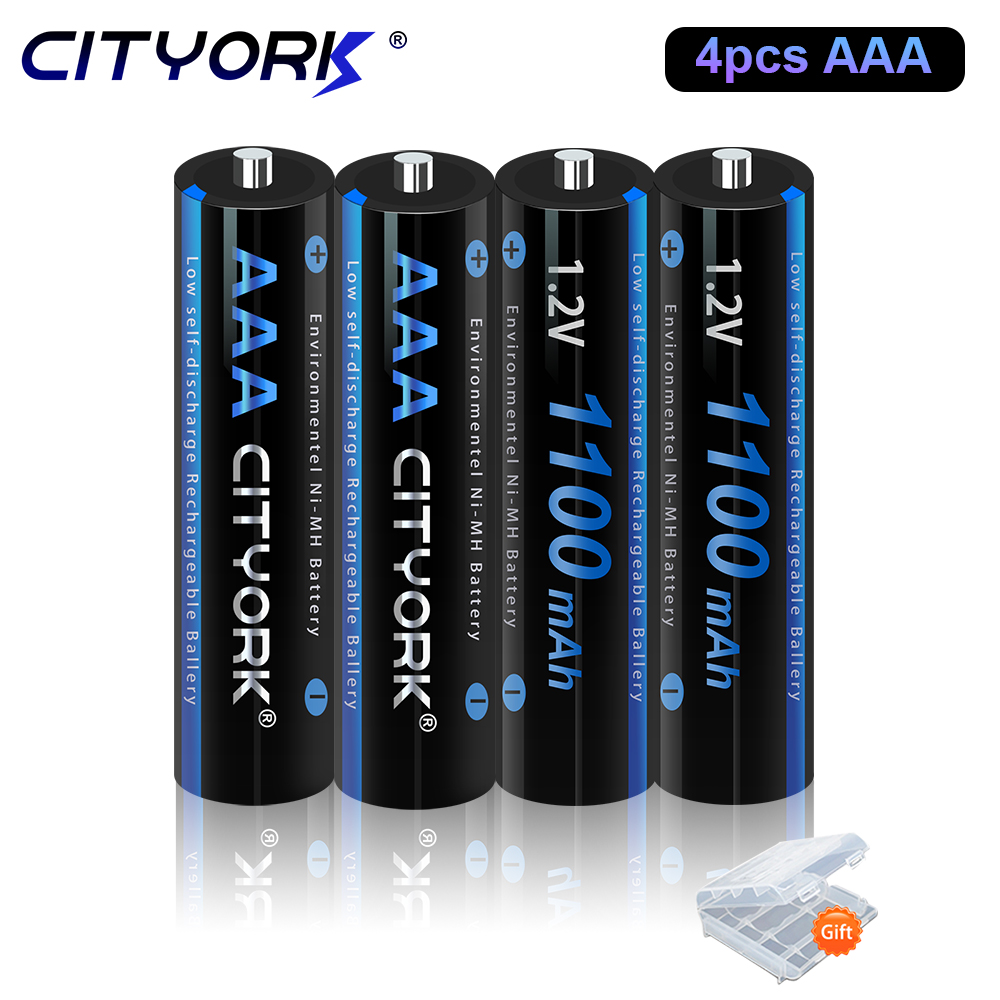CITYORK 1,2 V AA + AAA baterías recargables AA 3000mAh AAA 1100mAh aa 2A batería aaa nimh y LCD 1,2 V AA AAA cargador: YELLOW