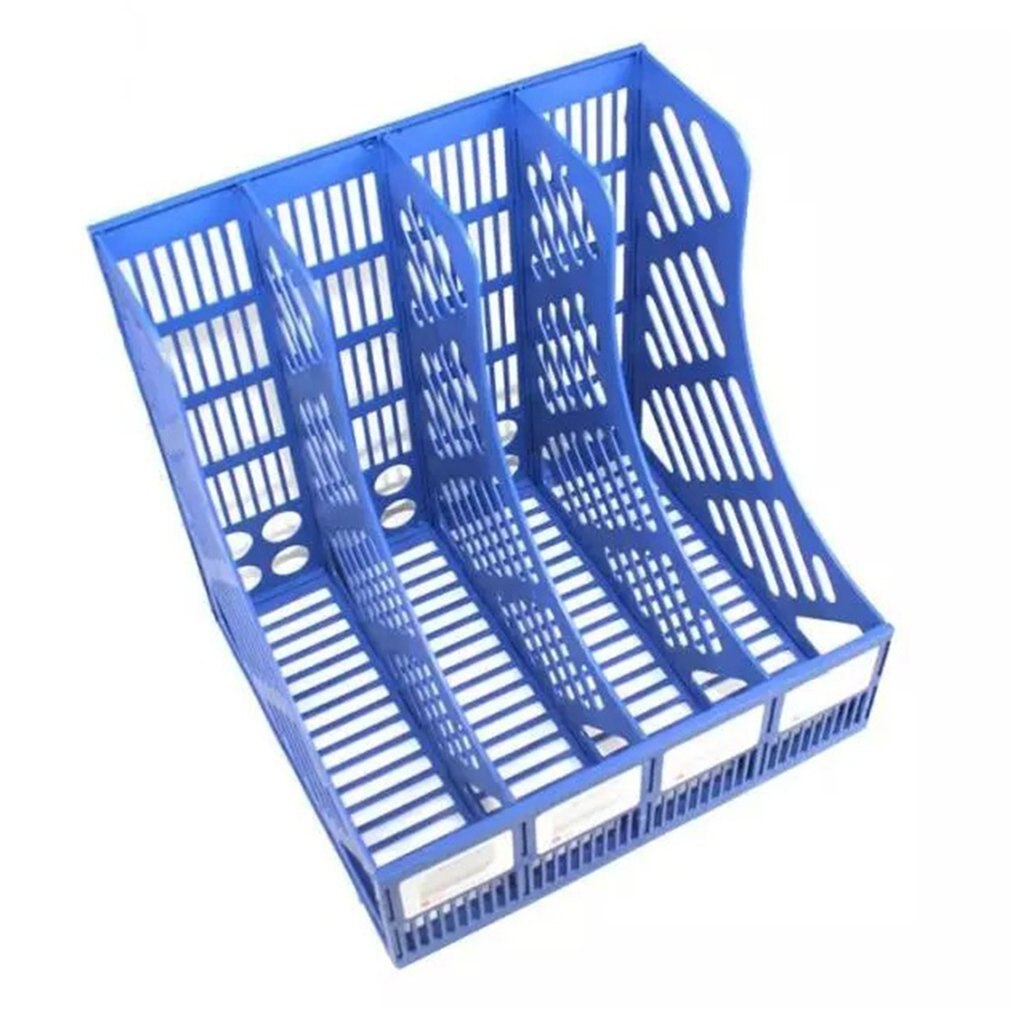 File Holder Document Tray 4-Grid Desktop Storage File Organizer Mesh Files Shelf Desktop File Rack Book Holder Office Supplies