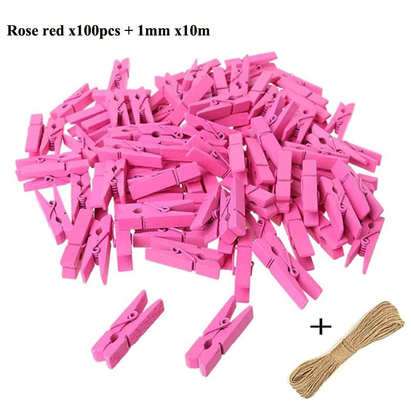 50/100 mini klesklyper i tre , , 1- cm små treklyper, hamptau til fotovegger og gjør-det-selv-håndverk.: Oransje