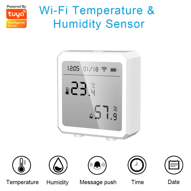 Wifi+Bluetooth Tuya Smart Temperature And Humidity Sensor Can Be Connected To Hotspots, With Alarm Function, Support Smart Life