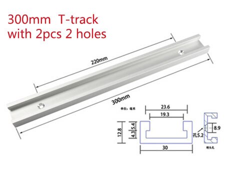 Aluminum alloy T-track groove beveled track and beveled slide and bevel bar slider table saw bevel gauge bar woodworking tool: 300mm Ttrack